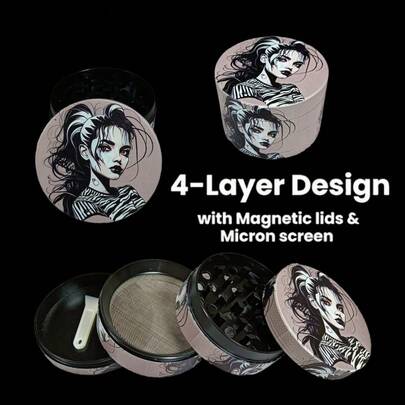 2 Inch Girl Herb Grinder Crusher Pestle Salt Mortar Vanilla Bud Tobacco Spice Mill Portable 4 Sections Manual Zinc Alloy Tobacco Raw Grass Grinder Cigarette Smoking Accessories Gift