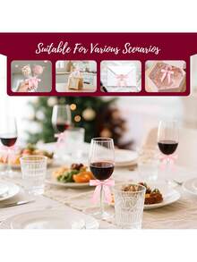 20 件缎带黑色蝴蝶结装饰，预制粉色扭结蝴蝶结，用于礼品包装黑色蝴蝶结，礼品袋派对礼品婚礼装饰 - 彩色 - 查看 7