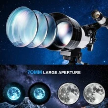 EZIFY New Telescope Monocular, Astronomical Telecope For Adults High Powered, Max Magnification 150X, 70mm Aperture, 3 Eyepieces And 2 Barlow Lens, Portable Telescope For Hunting And Camping, Ideal Chirstmas Gift, Birthday Gift - F30070M Blue - View 8