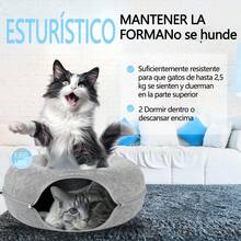 AKASENKO Cama deúnel para Gatos, Nido para Gatos Disponible en Las Cuatro Estaciones, Tubo Redondo Desmontable de Fieltro, con Mirilla, Adecuado para Mascotas pequeñas. (Gris, 50 * 50 * 20) - Gris - Ver 4