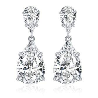 1 Pair 1 Carat D Color VVS Clarity Moissanite Pear Cut Earrings, Suitable For Daily Wear, Birthday, Valentine's Day, Anniversary, Mother's Day And Christmas, An Ideal Gift For Her