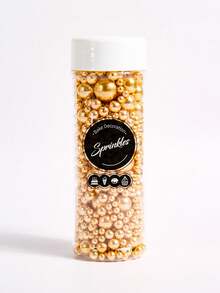 130g/4.59oz Brillantes chispas de azúcar de perla dorada para decorar pasteles DIY, mezcla de chispas para pasteles, dulces, magdalenas, macarons, helados y decoraciones de galletas para bodas, fiestas, San Valentín, Halloween y Navidad, suministros de alta calidad para hornear en casa