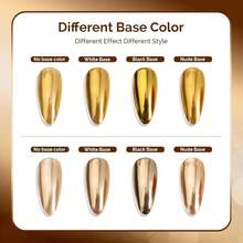 MelodySusie 2Pcs Chrome Nail Powder For Gel Nails,Metallic Mirror Effect Pigment Stylish And Technological Fine Glitter For Home DIY Salon Use{"Color_name":"GoldandChampagneGold"} - 金色和香檳金 - 查看 5