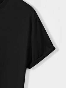 Summer Men'S Top, Patterned Short Sleeve T-Shirt Men'S, T-Shirt Men'S, Short Sleeve T-Shirt Men'S, Short Sleeve Men'S T-Shirt Short Sleeve, Round Neck Design, 100% Cotton Material, Soft Smooth T-Shirt, Men'S T-Shirt Short Sleeve Graphic Printing - 黑色 - 查看 3
