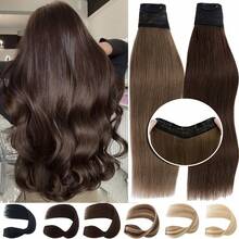 1pc 5-Clip Real Human Hair Extensions, Long Straight Hair, Women's Wide Hair Piece, 3/4 Full Head Clip-In Straight Hair, Thick Hair Clips, Standard Hair Piece, Soft Double-Layer Straight Hair, Real Human Hair, Adds Hair Length - Multicolor - View 2