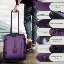 NEW YORK XPRESS 17 Inch Underseat Carry On Luggage Airplane Approved Water-Resistant Small Softside Rolling Suitcase Lightweight Personal Item Travel Duffle Bags - 紫色 - 查看 5
