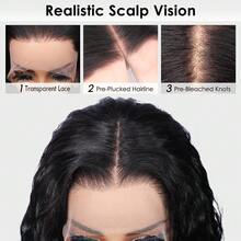 Brazilian 13x4 Transparent Jerry Curly Lace Front Human Hair Wig 4x4 Deep Curly Wave Lace Frontal Wigs Pre Plucked With Baby Hair180 Density Wig Remy Hair Bling Hair - Natural Black - 查看 6