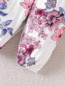 2pcs Newborn Baby Cute Print Long Sleeve Bodysuit + Pants With Hat & Headband Set, Lightweight For Spring/Autumn