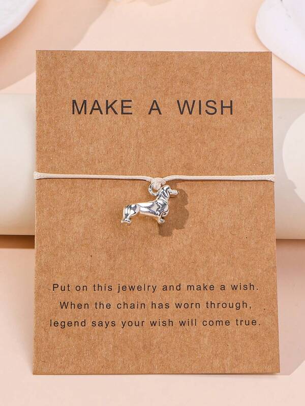 1pc Handmade Woven Dachshund Pendant Bracelet For Women