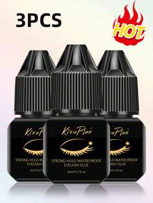 Pegamento para pestañas hipoalergénico - Pegamento para extensión de pestañas - Secado rápido (0.5-1 seg), Larga duración 45 días, Apto para principiantes y salones de pestañas DIY - Negro - Ver 24