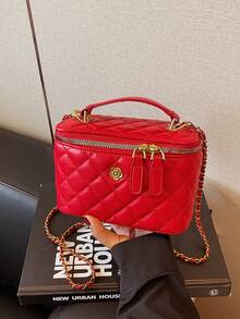 New Handbag Box Bag, Minimalist Casual Shoulder Crossbody Bag - Red - View 3