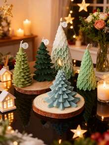 4 - Piece Christmas Tree Silicone Mold Set: Craft Stunning Holiday Candles With Ease! - White - View 3