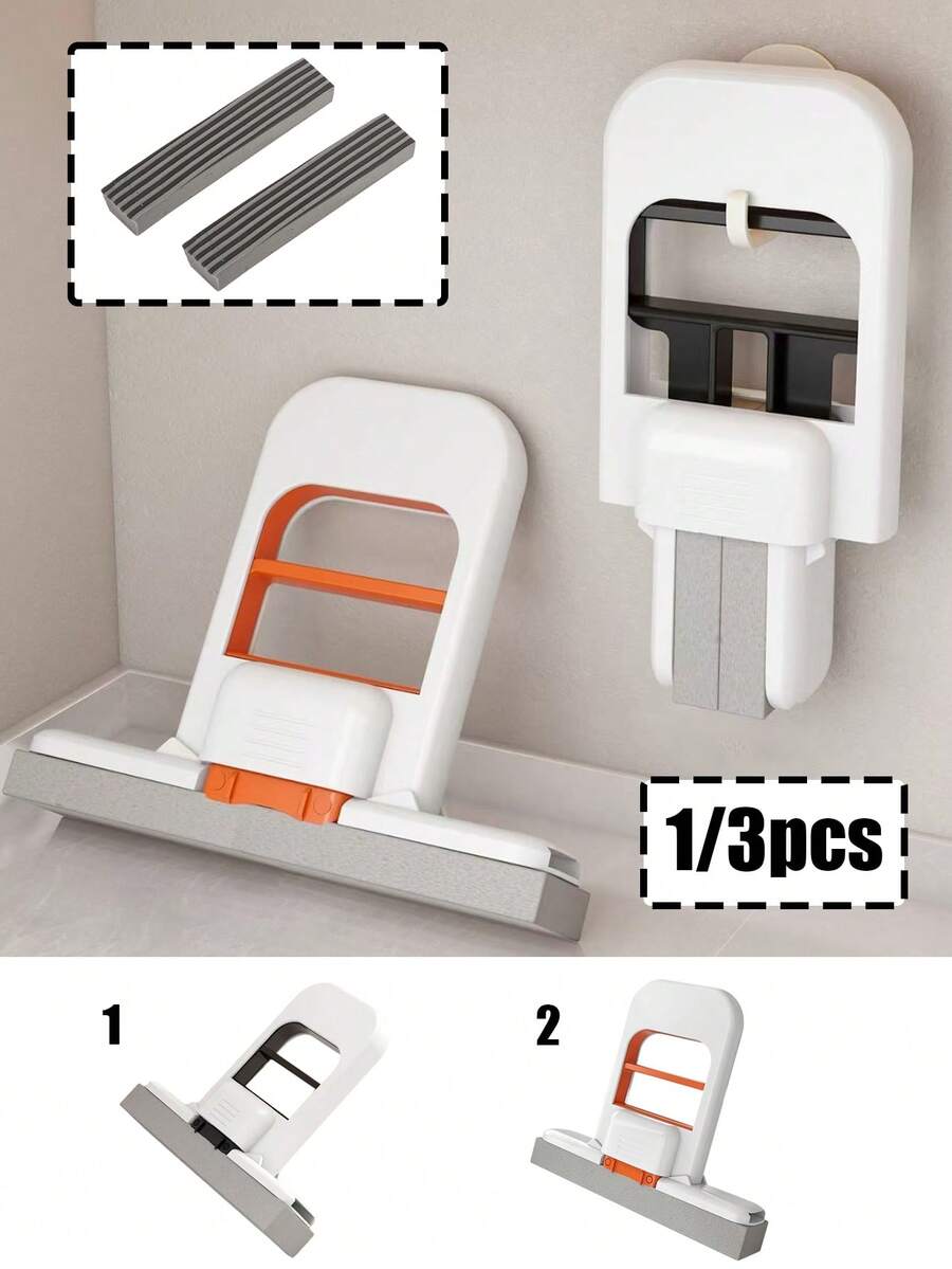 Tragbarer Mini Falt-Tischmopp mit Ersatzkopf, Mini Schwammmopp, Mehrzweck Nass- und Trockenreinigungsmopp, selbstausdrückender Nass- und Trockenmopp, Hände-freier Mini-Reinigungsmopp, Mini tragbarer Mopp, geeignet für Badezimmer, Küchen, Glas, Wohnzimmer, Autointerieurs, kleine Wohnungen