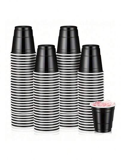 10/25/50/100pcs Bullet Cups, 2oz Mini Party Cups, Reusable Small Cups For Parties, Suitable For Vodka, Cocktails, Wine, Condiments, Snacks, Juice. Perfect For Any Party!