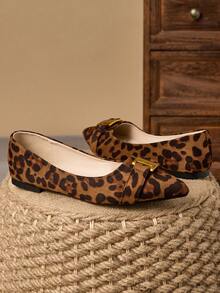 WHDXY Giày bệt mũi nhọn nữ, giày lười đế mềm, gót thấp, thoải mái, giày lười họa tiết xích, da mềm không gây mỏi, phù hợp với váy, đi làm, mặc công sở - màu nâu - Xem 6