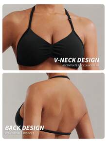 Yefecy Impact Strappy Bra 健身上衣 女式高支撑 Impact 细肩带吊带运动无缝胸罩 紧身健身瑜伽背心 - 黑色 - 查看 4
