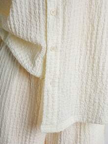 DEAR MOLLY 女士两件套柔软纹理面料宽松休闲套装，时尚秋季套装 - 杏色 - 查看 4