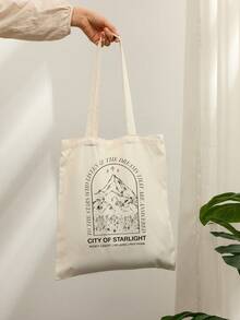 1 Pc City Of Starlight Pattern Tote Bag Shoulder Bag For Travel Daily Commute Women's Shopping Bag, Best Gift For Her,  Folding Shoulder Bag Summer Beach Holiday Bag, Travel Gift For Man Woman