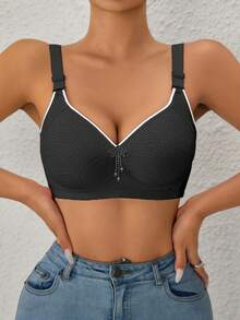 2pcs Women's Printed Adjustable Wireless Push-Up Bra - Multicolor - View 3