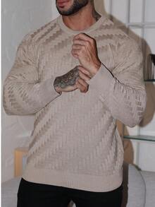 Luxury Knitted Sweater, Knitwear, Men's Blouse, Winter - Beige - View 2