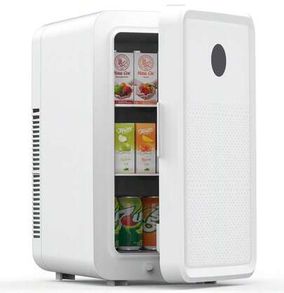  ADVWIN 22L Mini Fridge For Bedroom, Non-Condensing Small Skincare Fridge, 110V/12V Portable Refrigerator Cooler & Warmer For Drinks, Food, Beauty, Makeup, Desk, Dorm, Car, Office, 22L White