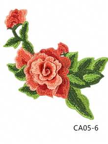 1pc Colorful 3D Embroidered Peony Flower Patch With Lace Trim, DIY Clothing Accessory Applique
