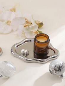 1pc Ceramic Jewelry Tray, Decorative Cloud Dressing Table Key Tray, Women's Ring Holder, Cute Jewelry Tray For Aesthetic Decoration, Silver, Suitable As Room Decoration, Home Decoration, Birthday Decoration, Kitchen, Wedding, Bedroom Decoration, Living Room Decoration, Gift, Party Decoration