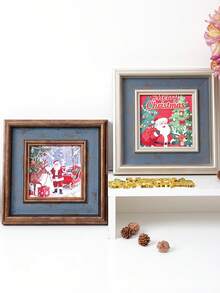 5-Inch Vintage Square Photo Frame, Classic European & American Style Rectangular Frame, Rustic Christmas Design, Wall Hanging Or Tabletop Display, Fits 5-Inch Photos, Unique Christmas & Birthday Gift For Parents - Multicolor - View 6