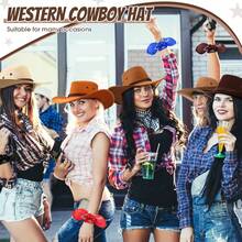 ¡RecomendadoCoume 20 piezas de sombreros de vaquero y bandanas al por mayor, sombreros de vaquero y vaquera para adultos, fiesta de disfraces, rodeo, fiesta de cumpleaños para hombres y mujeres! - Negro, café oscuro - Ver 9