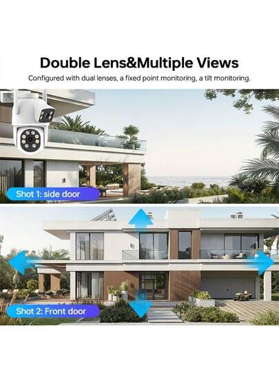 2.4G/5G WiFi Dual Lens Outdoor Surveillance Camera, High Definition Intelligent Monitoring Display Of Static Moving Images, PTZ Featuring Night Vision Function, Motion Detection, 355° Pan Tilt Rotation 90° Elevation Vision, Two Way Audio, Alert, Application Control, CCTV Camera Connected To Mobile Phone, Wand Mounted Security Indoor view 5