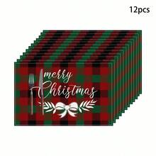 Set de 1/4/6 piese de șervețele imprimate cu tematică de Crăciun, imprimeu modern din fibră de poliester pentru bucătărie/masă, potrivit pentru decorarea de Crăciun în restaurante și bucătării.