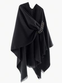 1pc Women's Fashion Personalized Buckle Rhinestone Decor Shawl Travel Jacket For Dress - Black-colored Diamond - View 2