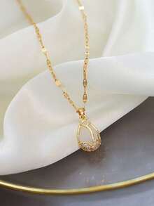 1 件钛钢郁金香项链，流行设计不会褪色，高端女士锁骨链，防过敏，适合日常佩戴和派对 - 金色 - 查看 6