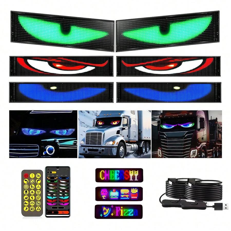 Programable Pantalla Flexible Led Devil Ojos 9.2x37.4cm 2pcs - A - Ver 1