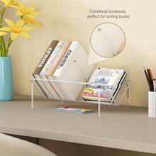 Acrylic Desktop Bookshelf, Small Book Rack Tabletop Book Holder Cookbook Storage Rack, Transparent Tabletop Book Shelf Small Spaces Office Home - Kệ sách Acrylic - Xem 6