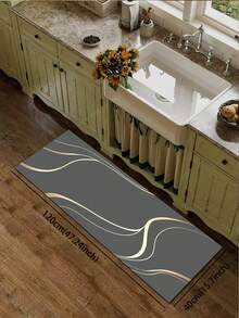 1 pièce Tapis de cuisine en diatomite haut de gamme avec motif de lignes dégradées, léger, rembourré, anti-fatigue, absorbant, antidérapant, convenant pour la cuisine, la salle de bain, l'entrée, la buanderie et plus encore