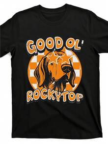 Camiseta de Orgullo del Estado de Great Smoky Mountains - Negra con Gráfico Good Ol' Rockytop y Letras Naranjas - Camiseta de Algodón Suave y Transpirable para Fans de Tennessee, Camiseta de Cuello Redondo Unisex para Atuendo Casual, Regalos de TN, Camiseta Occidental, Ropa de Fan del Estado, Camiseta Gráfica Vibrante, Parte Superior Lavable a Máquina - Negro - Ver 2