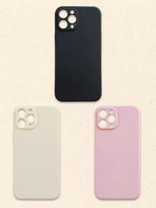 3 piezas Fundas de teléfono de silicona de unicolor minimalista en negro, blanco y rosa compatibles con 17 Pro Max y teléfonos Galaxy, cubiertas protectoras, estuche de teléfono básico y lindo como regalo de primavera - Multicolor - Ver 27