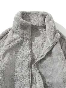 Men's Long Sleeve Thicker Fleece Jacket, Versatile Outerwear, Autumn/Winter - Grey - View 3