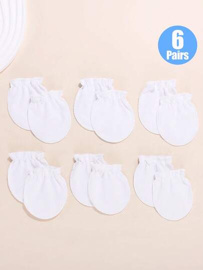 6 pares de manoplas para bebé recién nacido, blancas, de dedo completo, suaves y cómodas, aptas para todas las estaciones