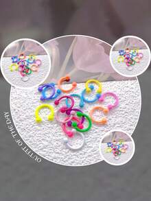 Caixa misteriosa com dez peças de cores aleatórias, piercing no nariz, piercing no nariz em forma de C com tinta cozida, piercing na sobrancelha, piercing no osso da orelha, acessório para perfuração humana, presente de aniversário para mulheres