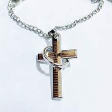 1 pieza Collar con colgante de cruz y círculo de acero inoxidable de estilo punk para hombres, adecuado para uso diario, fiesta, regalo de vacaciones