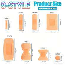 360/160/100/60片装不同尺寸手指绷带混合套装，快速止血温和伤口护理组合，防水透气急救胶带，适用于身体各部位，可用于擦伤、水泡、角色扮演、万圣节等场合。 - 杏色 - 查看 19