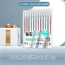 1pc Gel Pen, High-Quality Glowing Colorful Glitter Pen, 48/36/24/18/12/8 Colors Available, Student Planner Highlighter Marker Pen, Drawing Colored Pen
