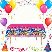 Paw Patrol 一次性桌布 71/86 英寸生日主题派对桌布卡通节日装饰派对桌布，完美的派对礼物，送给粉丝的节日礼物 - 彩色 - 查看 2