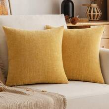 1 Vỏ gối trang trí họa tiết màu vàng trơn, Vỏ gối trang trại hiện đại họa tiết 3D thoáng khí cho phòng ngủ, phòng khách, ghế dài, xe hơi, thích hợp cho mùa xuân, hè, thu, đông - Vàng - Xem 17