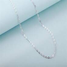 925 纯银 O 形项链，简约优雅的设计，闪亮的链条，女士珠宝，时尚风格，节日礼物，日常佩戴 - 白色 - 查看 16