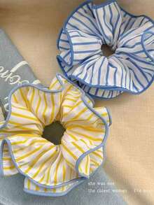 1pc Yellow Lemon Ditsy Floral Pattern Scrunchie For Girls, Summer Waist Elastic Hair Accessory - Yellow Floral - View 5