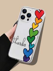 1 pezzo Custodia per telefono creativa con motivo a cuore arcobaleno, adatta come regalo per famiglia, amici, coppie, guscio protettivo trasparente e morbido compatibile con 17/16/15/14/13/12/11/7/8/XR/XS/Plus/Pro/Pro Max e serie Galaxy S/A, perfetta per regali di vacanza