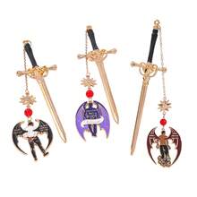 ACOTAR 荆棘与玫瑰卡通奇幻主角 Rhysand 的彩色珐琅吊坠剑和书签，迷人的书籍装饰，原创小说爱好者的挚爱标记，也是节日礼物的首选。 - 彩色 - 查看 3